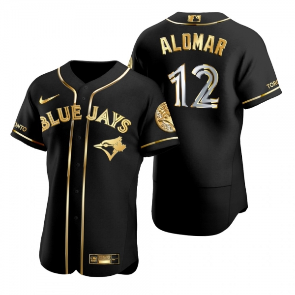 Toronto Blue Jays Roberto Alomar Nike Black Gold Edition Authentic Jersey