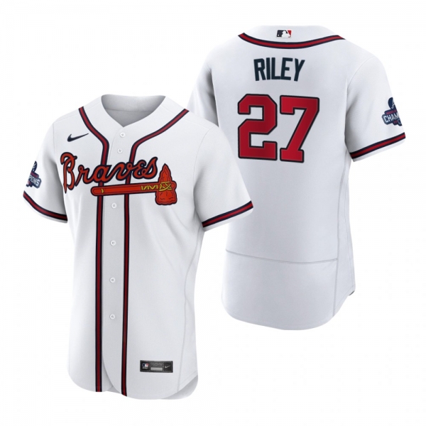 Atlanta Braves Austin Riley White 2021 World Series Champions Authentic Jersey