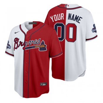 Atlanta Braves Custom Split Red White 2021 World Series Champions Jersey