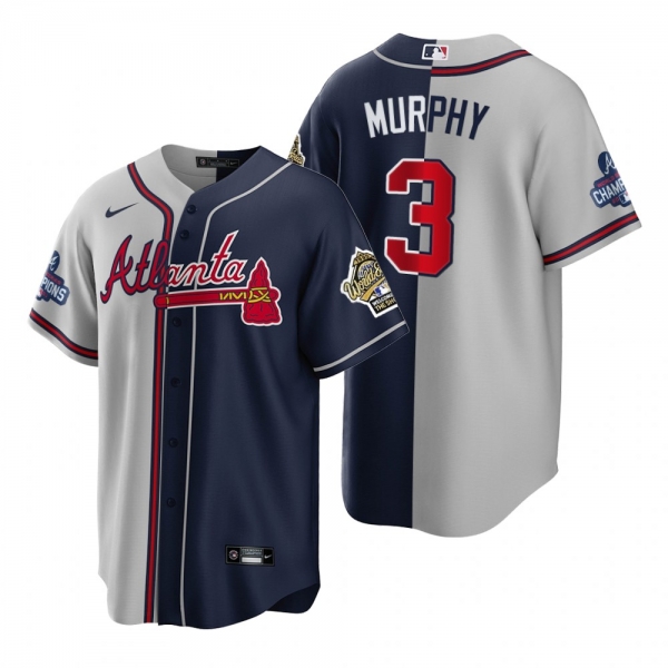 Atlanta Braves Dale Murphy 1995 Throwback Split Gray Navy 2021 World Series Champions Jersey