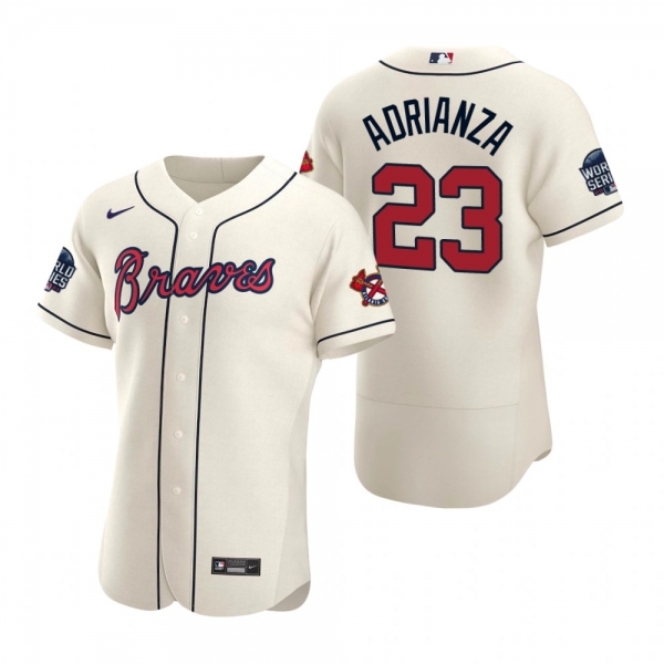 Atlanta Braves Ehire Adrianza Cream 2021 World Series Jersey