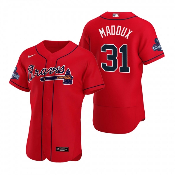 Atlanta Braves Greg Maddux Red 2021 World Series Champions Authentic Jersey