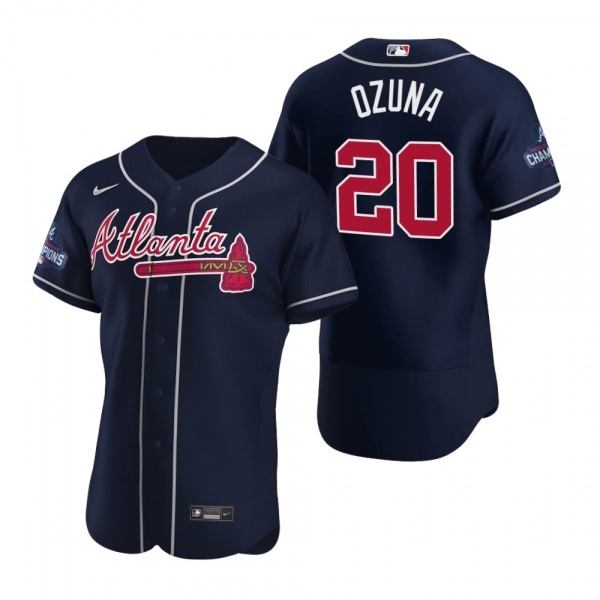 Atlanta Braves Marcell Ozuna Navy 2021 World Series Champions Authentic Jersey