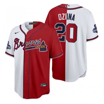 Atlanta Braves Marcell Ozuna Split Red White 2021 World Series Champions Jersey