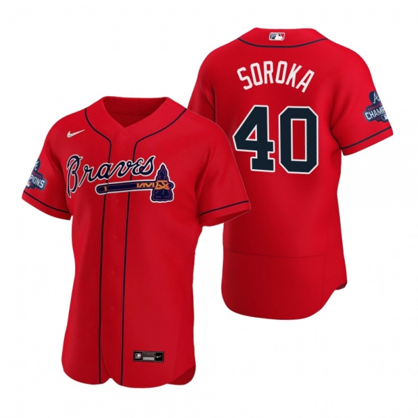 Atlanta Braves Mike Soroka Red 2021 World Series Champions Authentic Jersey