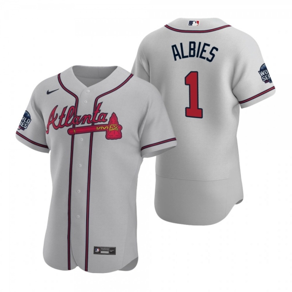 Atlanta Braves Ozzie Albies Gray 2021 World Series Authentic Jersey