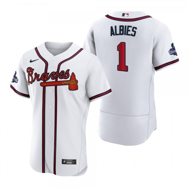 Atlanta Braves Ozzie Albies White 2021 World Series Champions Authentic Jersey