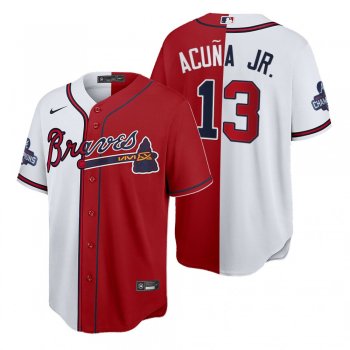 Atlanta Braves Ronald Acuna Jr. Split Red White 2021 World Series Champions Jersey