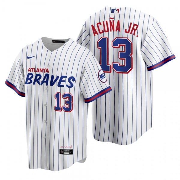 Atlanta Braves Ronald Acuna Jr. White 2021 City Connect Replica Jersey