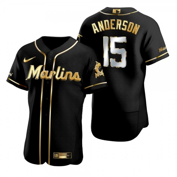 Miami Marlins Brian Anderson Nike Black Golden Edition Authentic Jersey