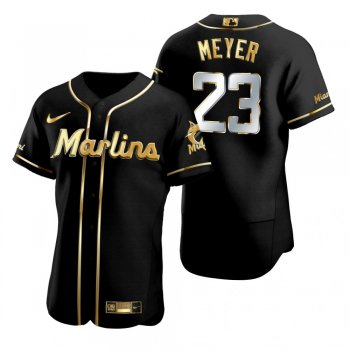 Miami Marlins Max Meyer Nike Black Golden Edition Authentic Jersey