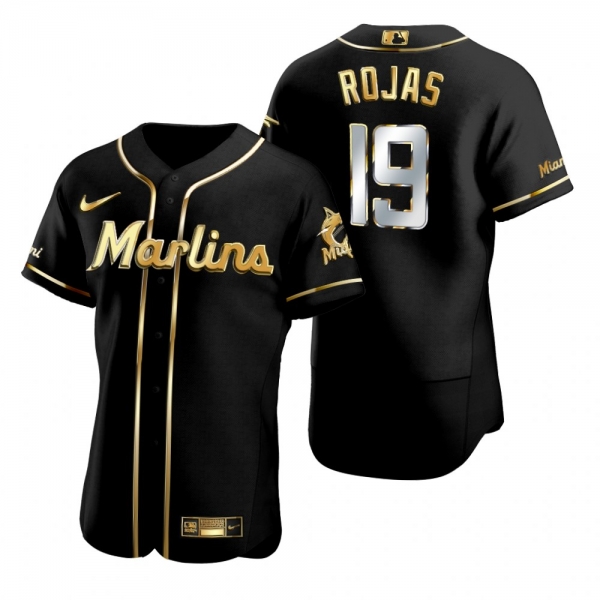 Miami Marlins Miguel Rojas Nike Black Golden Edition Authentic Jersey