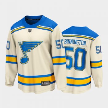 St. Louis Blues #50 Jordan Binnington 2022 Winter Classic Cream Bluenote Jersey