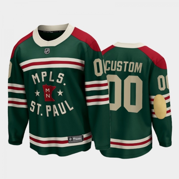 Minnesota Wild #00 Custom 2022 Winter Classic Green State of Hockey Jersey