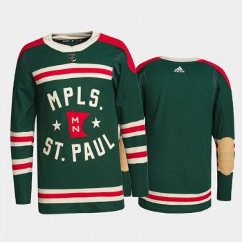 Men Minnesota Wild 2022 Winter Classic Authentic Green Jersey