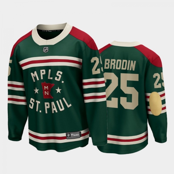 Minnesota Wild #25 Jonas Brodin 2022 Winter Classic Green State of Hockey Jersey