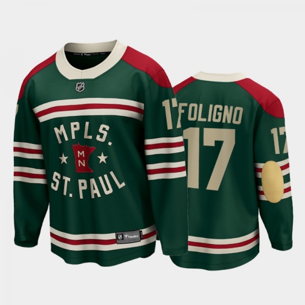 Minnesota Wild #17 Marcus Foligno 2022 Winter Classic Green State of Hockey Jersey