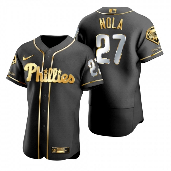 Philadelphia Phillies Aaron Nola Nike Black Golden Edition Authentic Jersey