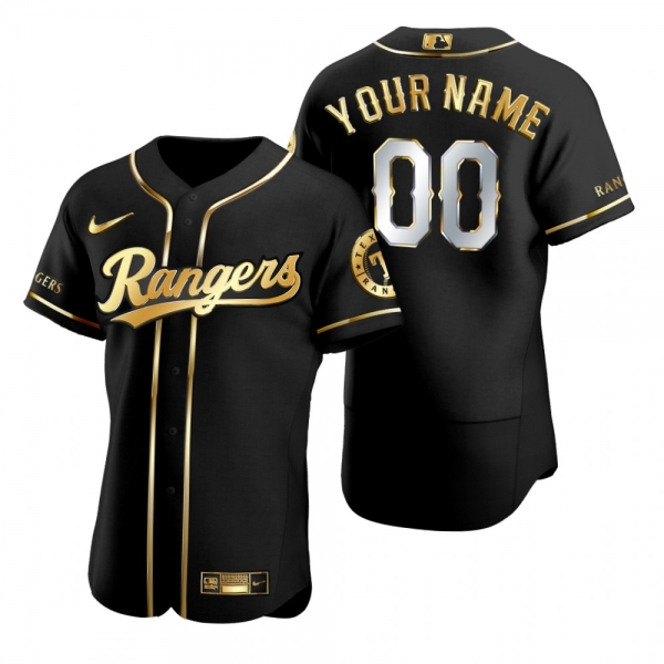 Texas Rangers Custom Nike Black Golden Edition Authentic Jersey