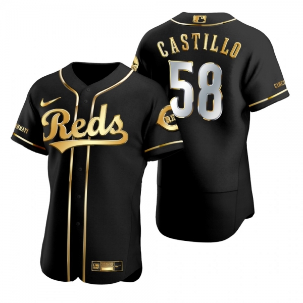 Cincinnati Reds Luis Castillo Nike Black Golden Edition Authentic Jersey