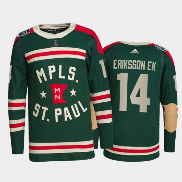 Minnesota Wild Joel Eriksson Ek #14 2022 Winter Classic Green Authentic Jersey