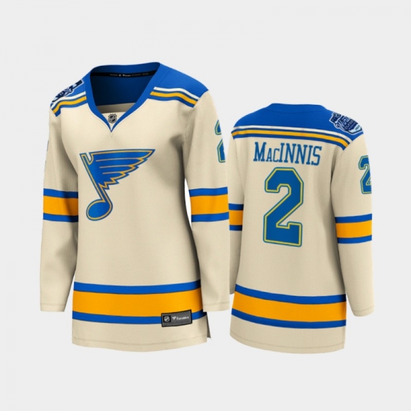 Women St. Louis Blues Al MacInnis #2 2022 Winter Classic Bluenote Jersey Cream