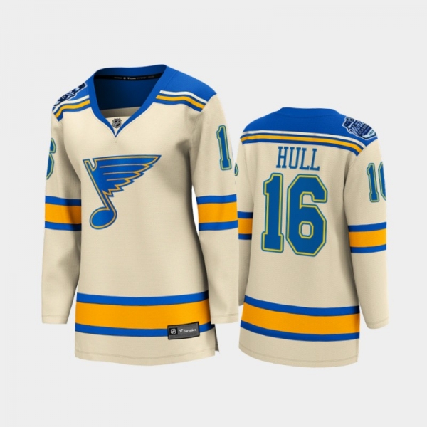 Women St. Louis Blues Brett Hull #16 2022 Winter Classic Bluenote Jersey Cream