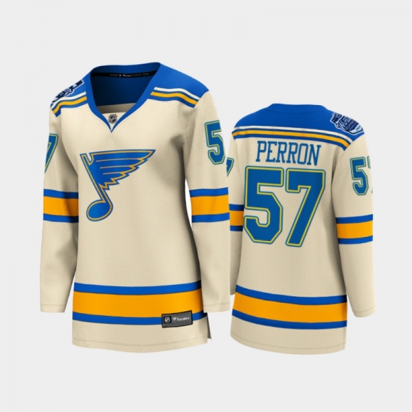 Women St. Louis Blues David Perron #57 2022 Winter Classic Bluenote Jersey Cream