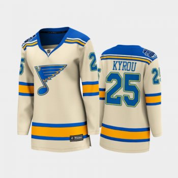 Women St. Louis Blues Jordan Kyrou #25 2022 Winter Classic Bluenote Jersey Cream