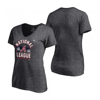 Women's Atlanta Braves Charcoal 2021 National League Champions T-Shirt