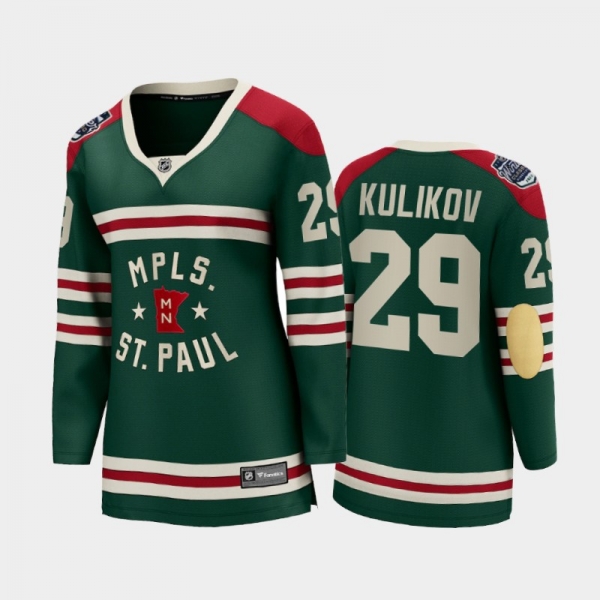 Women Minnesota Wild Dmitry Kulikov #29 2022 Winter Classic State of Hockey Jersey Green