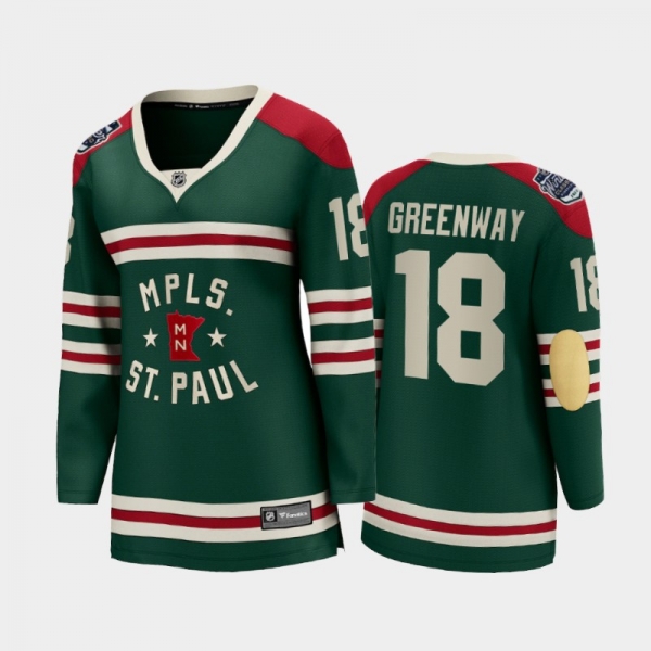 Women Minnesota Wild Jordan Greenway #18 2022 Winter Classic State of Hockey Jersey Green