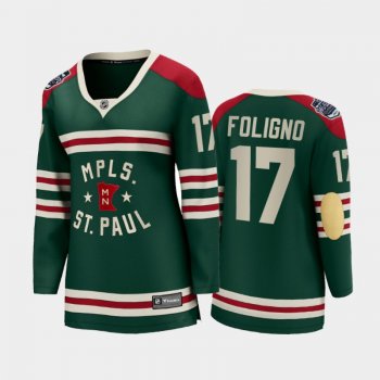 Women Minnesota Wild Marcus Foligno #17 2022 Winter Classic State of Hockey Jersey Green