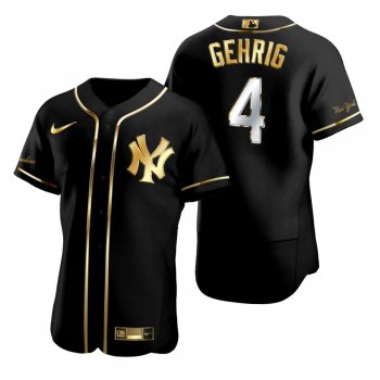 New York Yankees Lou Gehrig Nike Black Golden Edition Authentic Jersey