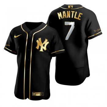 New York Yankees Mickey Mantle Nike Black Golden Edition Authentic Jersey