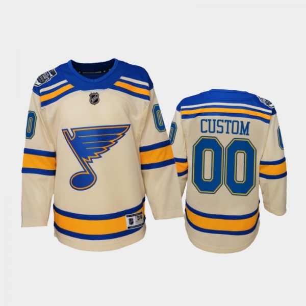 Youth St. Louis Blues Custom #00 2022 Winter Classic Bluenote Cream Jersey