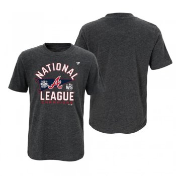 Youth Atlanta Braves Charcoal Locker Room T-Shirt 2021 National League Champions