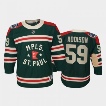 Youth Minnesota Wild Calen Addison #59 2022 Winter Classic State of Hockey Green Jersey