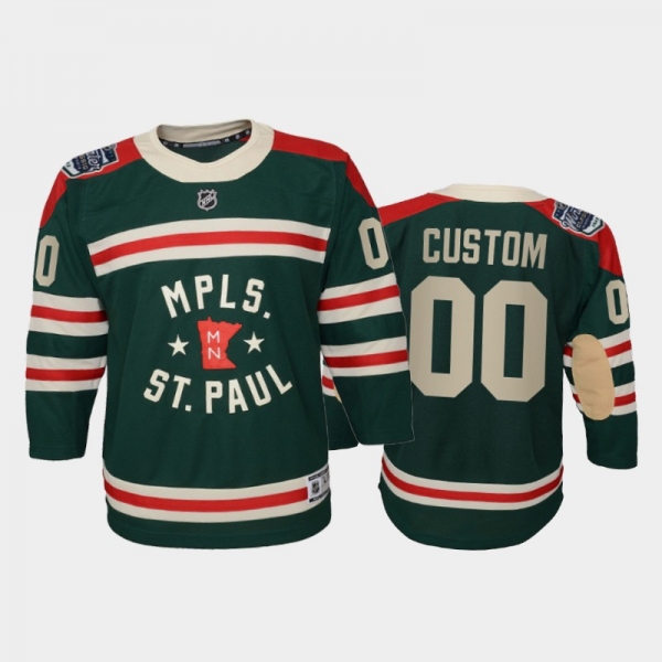 Youth Minnesota Wild Custom #00 2022 Winter Classic State of Hockey Green Jersey