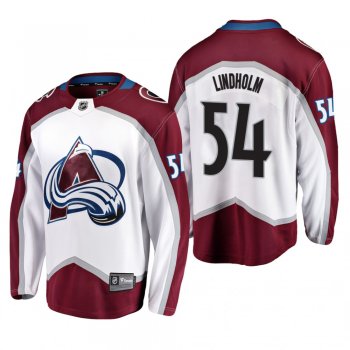 Men's Colorado Avalanche Anton Lindholm #54 Away White Breakaway Player Cheap Jersey