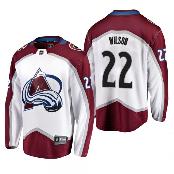 Men's Colorado Avalanche Colin Wilson #22 Away White Breakaway Player Cheap Jersey