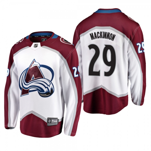 Men's Colorado Avalanche Nathan MacKinnon #29 Away White Breakaway Player Cheap Jersey