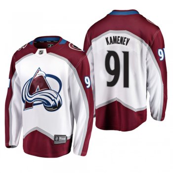 Men's Colorado Avalanche Vladislav Kamenev #91 Away White Breakaway Player Cheap Jersey