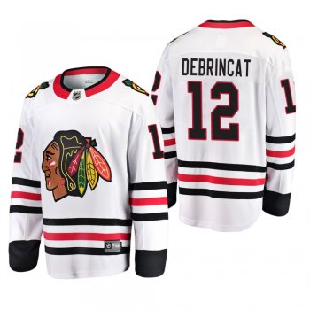 Men's Chicago Blackhawks Alex DeBrincat #12 Away White Breakaway Player Cheap Jersey