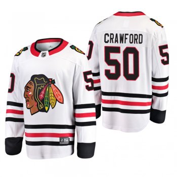 Men's Chicago Blackhawks Corey Crawford #50 Away White Breakaway Player Cheap Jersey