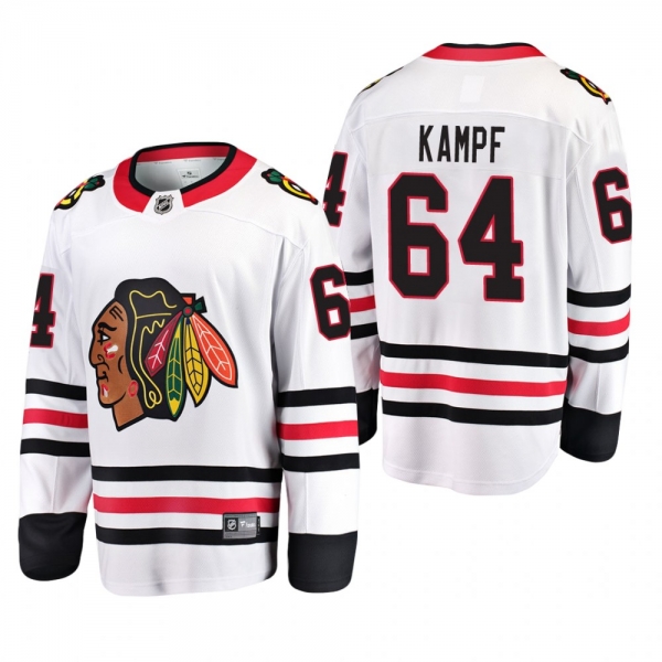 Men's Chicago Blackhawks David Kampf #64 Away White Breakaway Player Cheap Jersey