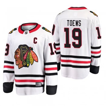 Men's Chicago Blackhawks Jonathan Toews #19 Away White Breakaway Player Cheap Jersey