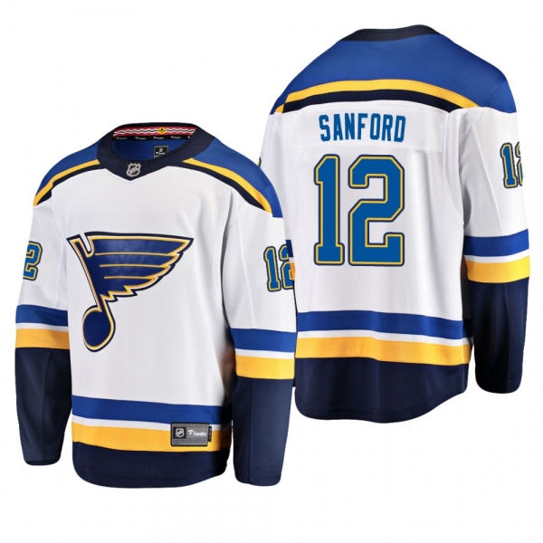 Men's St. Louis Blues Zach Sanford #12 Away White Breakaway Player Cheap Jersey