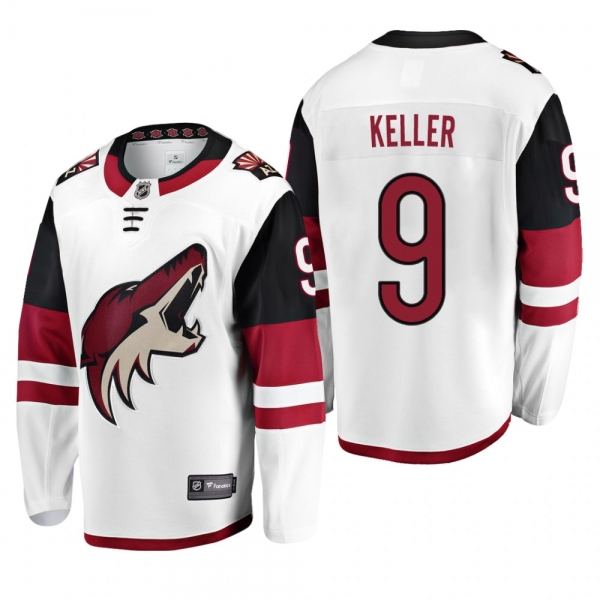 Men's Arizona Coyotes Clayton Keller #9 Away White Fanatics Branded Player Cheap Jersey