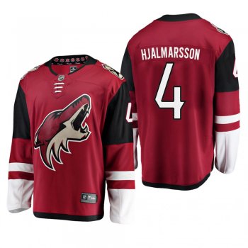 Men's Arizona Coyotes Niklas Hjalmarsson #4 Home Red Breakaway Player Cheap Jersey